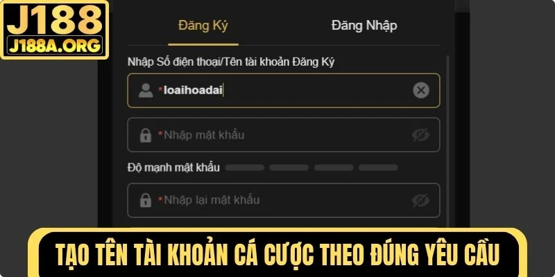 Tạo tên tài khoản theo yêu cầu