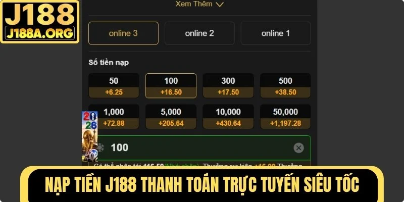 Nạp tiền J188 thanh toán trực tuyến