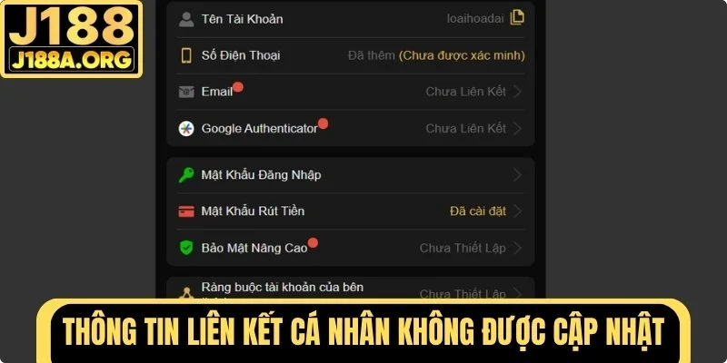 Thông tin liên kết không được cập nhật