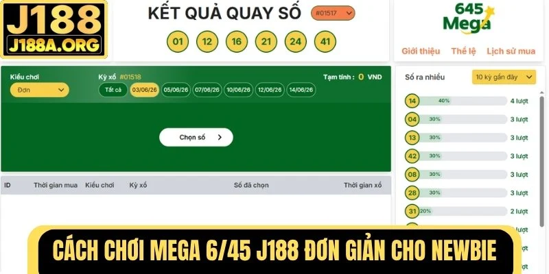 Cách chơi Mega 6/45 J188